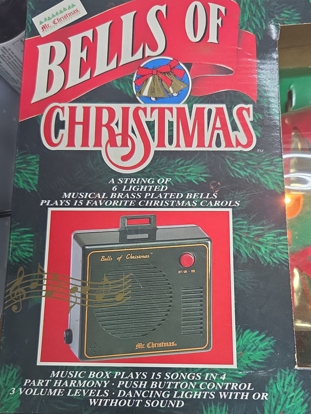 Vintage Bells of Christmas Musical Lighted Bell Set - Green & Red